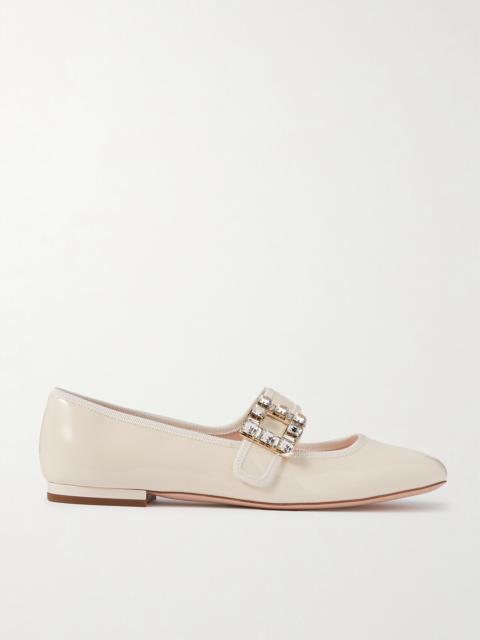 Roger Vivier Très Vivier Crystal-embellished Glossed-leather Ballet Flats