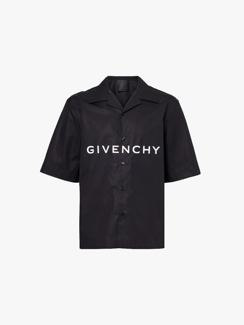 Logo-print boxy-fit short-sleeve cotton shirt