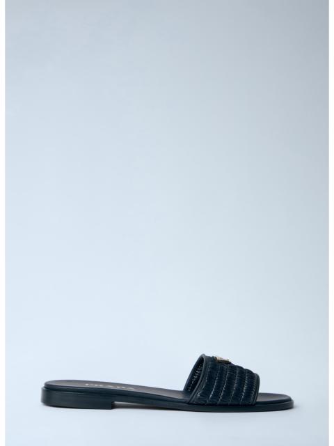 Prada Prada Women Leather Slides With Crochet Details