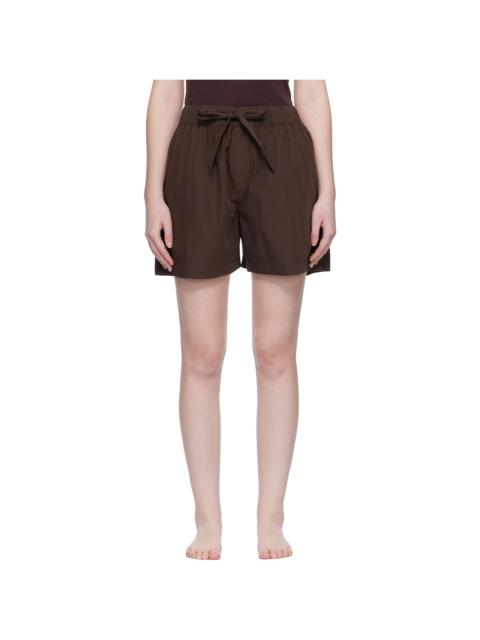 TEKLA Brown Poplin Pyjama Shorts