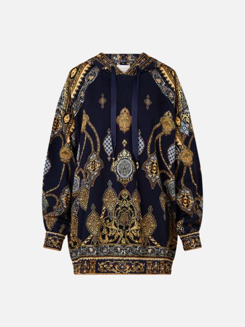 CAMILLA SILK BAND OVERSIZED HOODIE WITH POCKETS