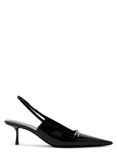 SAINT LAURENT Carine 55 patent leather slingback pumps