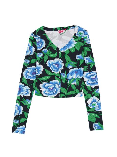 KENZO Kenzo All-Over Peonies Print V-Neck Cardigan