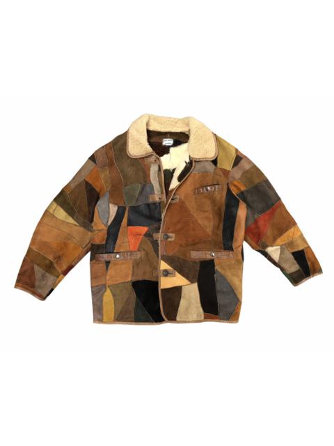 Other Designers Vintage - Vintage Colourful Leather Patchwork Sherpa Heavy Jacket