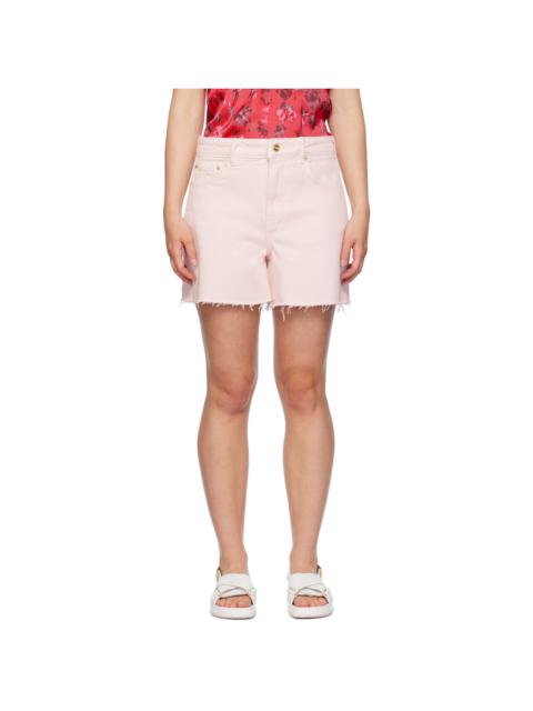 GANNI Pink Frayed Edge Denim Shorts