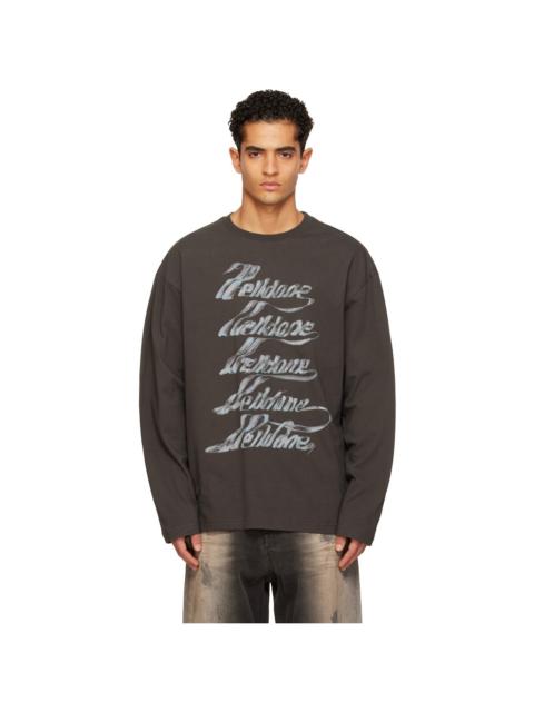 We11done Gray Se11done Multi-Logo Long Sleeve T-shirt