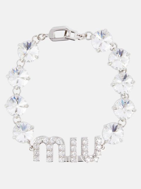 Miu Miu Logo crystal-embellished bracelet