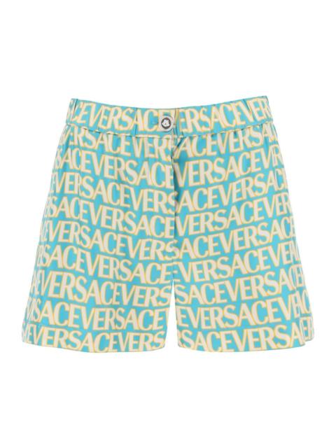 Versace Monogram Print Silk Shorts