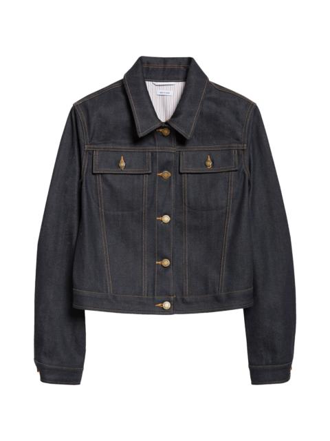 Thom Browne Thom Browne Shrunken Denim Jacket in Navy at Nordstrom