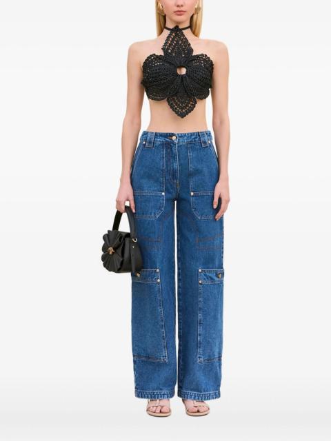 Cult Gaia flower crochet halter top