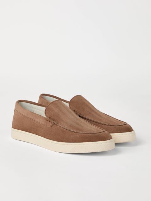 Brunello Cucinelli Chevron-effect suede loafers