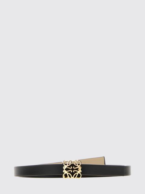 Loewe Loewe Women Loewe Anagram Thin Calfskin Leather Belt With Gold Monogram Buckle