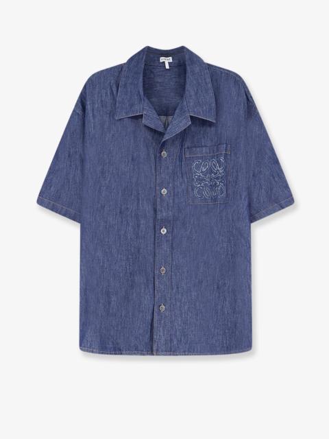 Loewe Loewe Blue Denim Shirt With Embroidered Anagram Logo
