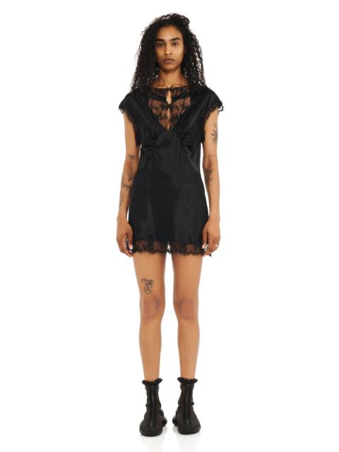 Collina Strada BLACK SATIN WATERLILY MINI DRESS
