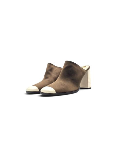 Loro Piana Alba Heeled Mules Olive Shadow FAR1163 51MM EU 38 US 8