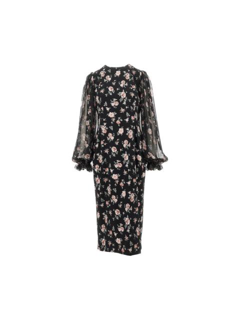 Dolce & Gabbana VINTAGE ROSES PRINT CHARMEUSE MIDI DRESS