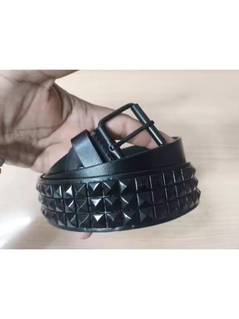 Other Designers Japanese Brand - Triple-Row Black Studded Punk Belt - 3.7cm Vegan Leather