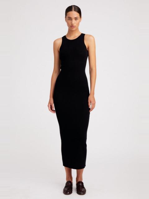 SPRWMN BLACK ULTRA FINE CASHMERE RACER TANK DRESS