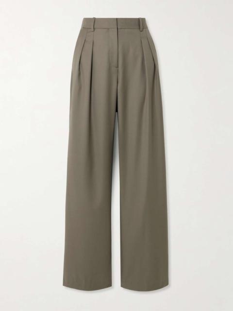 Sbiru pleated wool straight-leg pants Mushroom