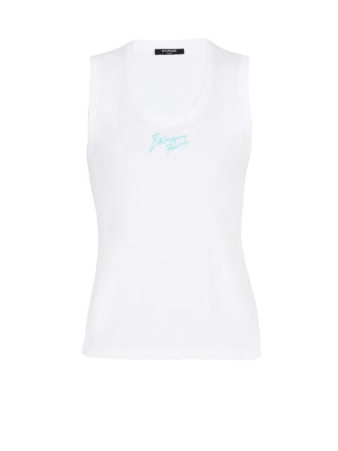 Balmain Relaxed tank top with Balmain Paris Brush print