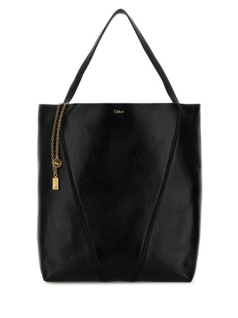 Chloé Black leather large Spin shopping bag