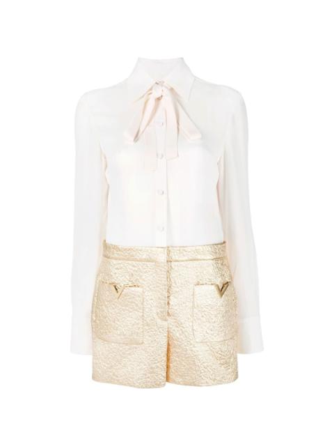 Valentino pussy-bow collar playsuit