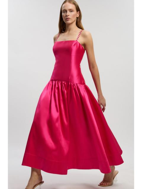 KAREN MILLEN Petite Twill Contrast Strappy Woven Maxi Dress