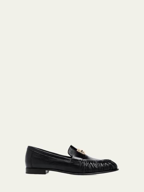 FENDI Baguette Ruched Leather Loafers