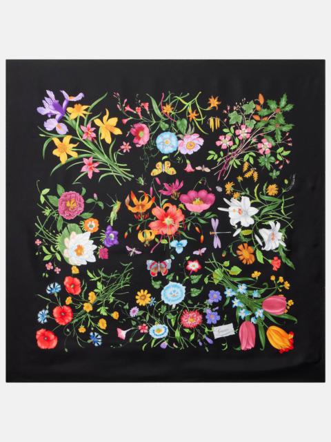 GUCCI Floral silk twill scarf