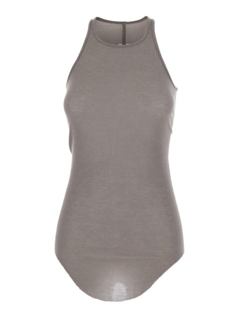 Rick Owens Rick Owens Women Grey Top With Ribbed Design And U-Neck In Viscose And Silk Blend Woman