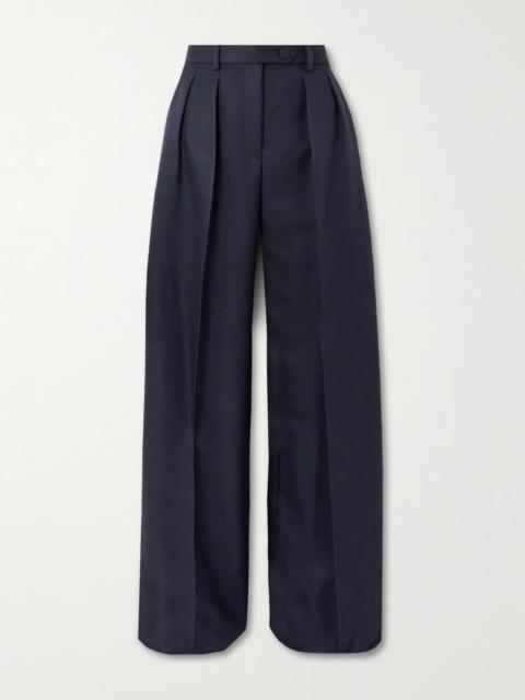 Loro Piana Devin Pleated Wool And Silk-blend Wide-leg Pants