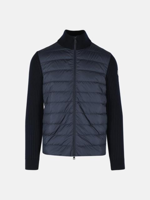 Moncler PADDED VIRGIN WOOL CARDIGAN WITH ZIP NAVY BLUE