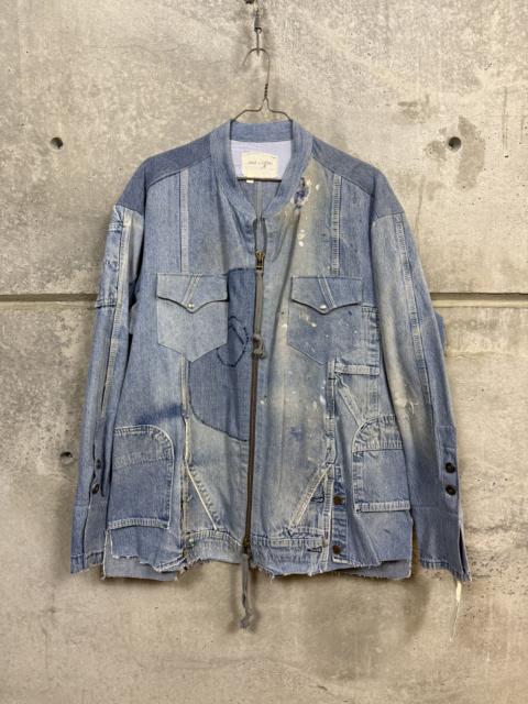 Greg Lauren $1495 Greg Lauren Mixed Vintage Denim Western Zip Studio