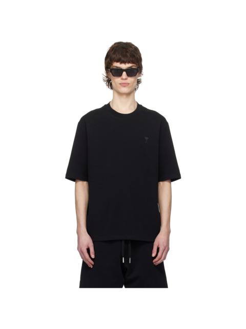 AMI Paris Black Cotton Tonal Ami de Coeur T-shirt