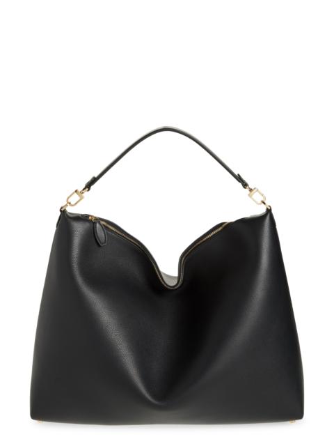 TOTEME TOTEME Bevel Grained Leather Shoulder Bag in Black at Nordstrom