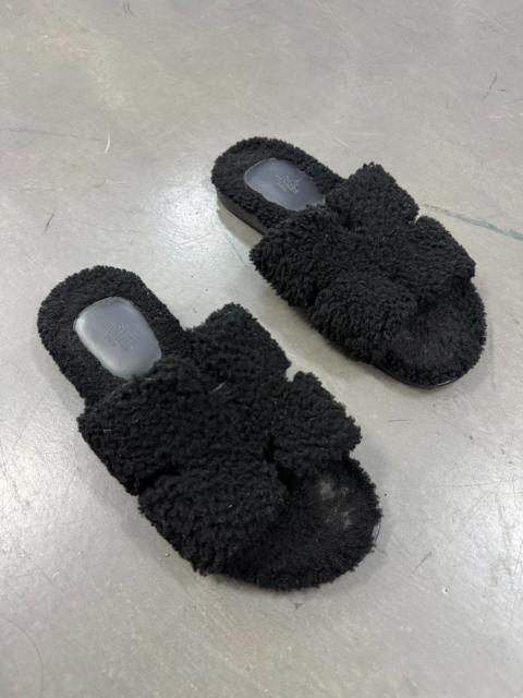 Hermès Hermes Black Fur Slides