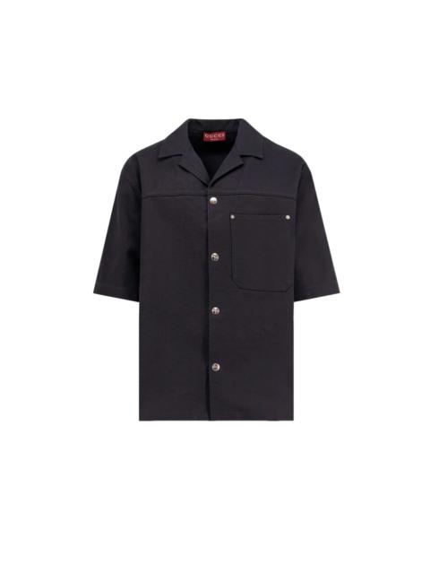 GUCCI GUCCI Black Cotton Shirt New & Authentic (Men's size:L;)