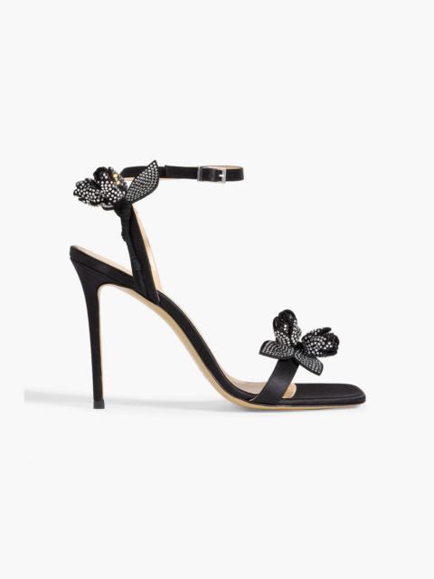 MACH & MACH Wonder Tulip floral-appliquéd satin sandals