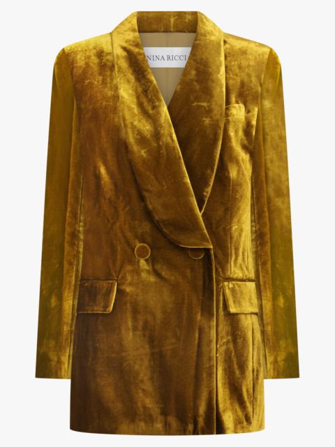 NINA RICCI DOUBLE BREAST VELVET JACKET | GOLD