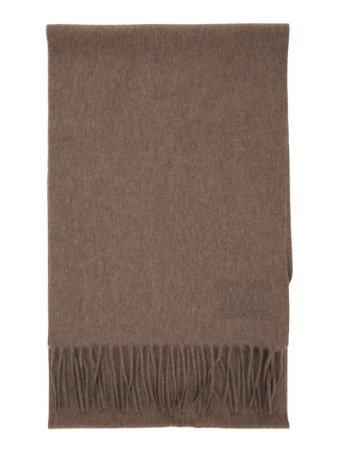 Max Mara Women 'Dalia' Brown Rectangular Scarf With Logo Embroidery On The Front And Fringed Hem In 