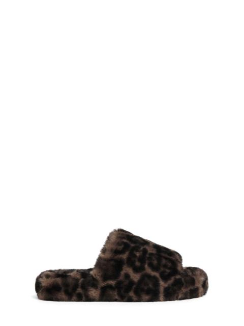 APPARIS Apparis Dillon Faux Fur Slipper in Dark Leopard at Nordstrom