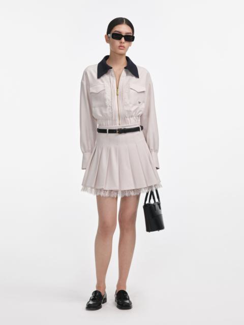 self-portrait Cream Twill Contrast Collar Jacket