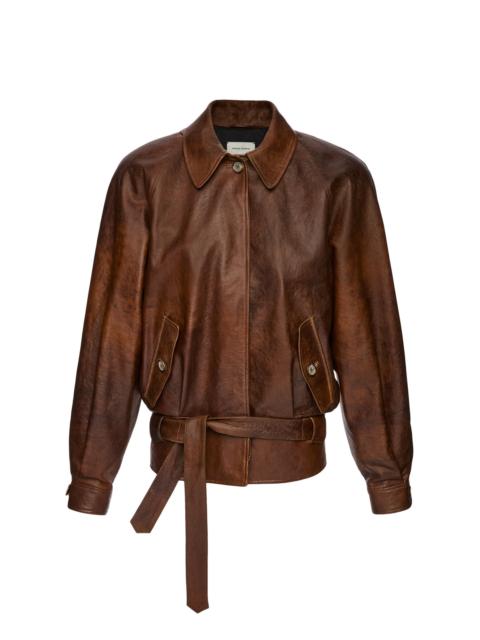 MAGDA BUTRYM Belted Leather Jacket brown