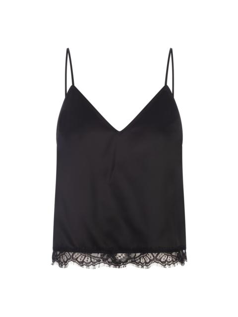 Black Satin Top With Lace