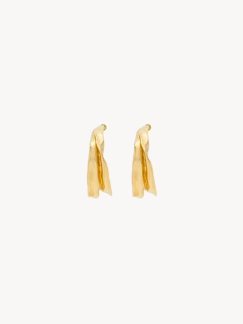 SAINT LAURENT TWISTED LEAF HOOP EARRINGS IN METAL