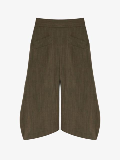 GANNI CAPRI PANTS IN BROWN WOOL MELANGE