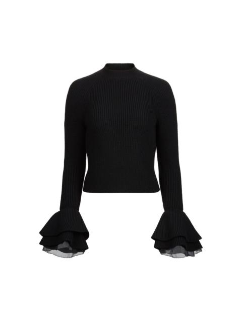 NINA RICCI ruffled-cuff wool top