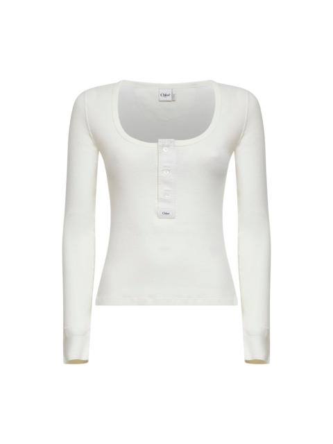 Chloé Chloé Women Iconic Milk Ribbed Jersey Henley T-Shirt