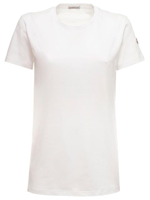 Moncler Moncler Women White T-Shirt In Jersey With Logo Patch On The Sleeve Moncler Woman