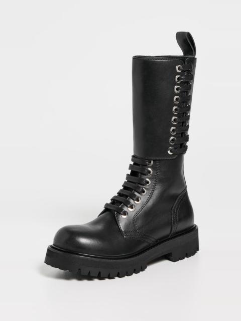 rabanne Leather Combat Boots